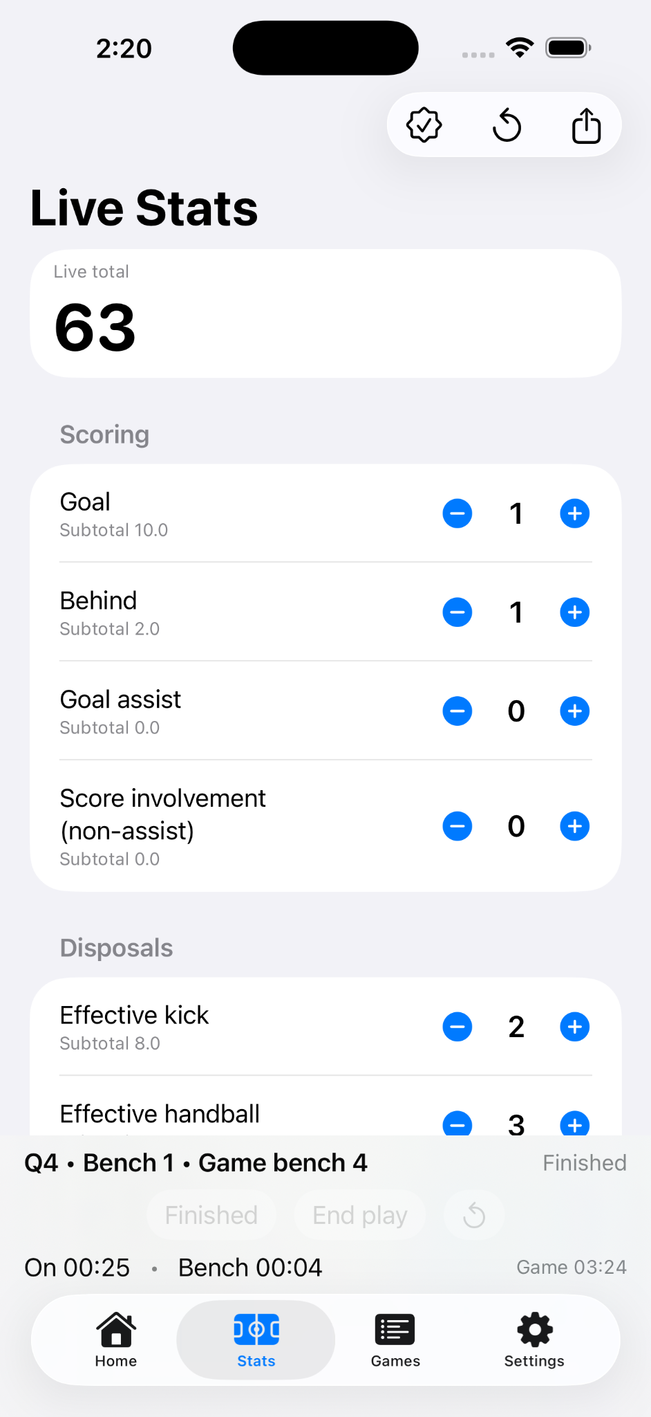 Scoring, disposals, marks