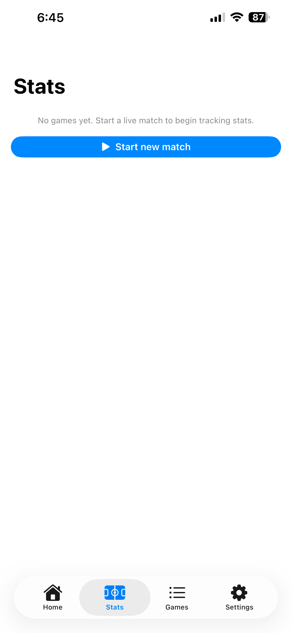 Live attacking stat entry including goals and shots